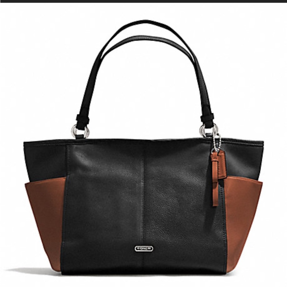 Coach pebbled leather two tone vintage tote shoulder bag purse D1494-F31303